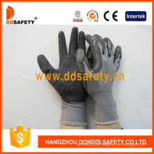 Guantes de trabajo de nylon gris, guantes de látex negro (DNL108)